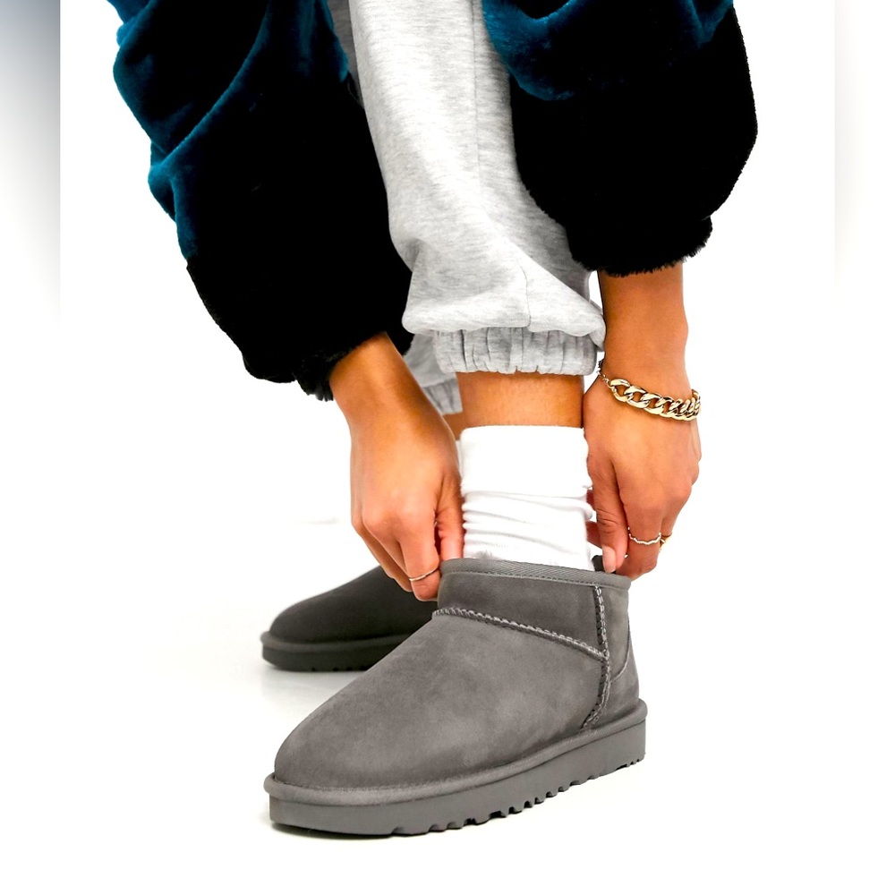 UGG Classic Ultra Mini Ankle Boots in Gray Size 11